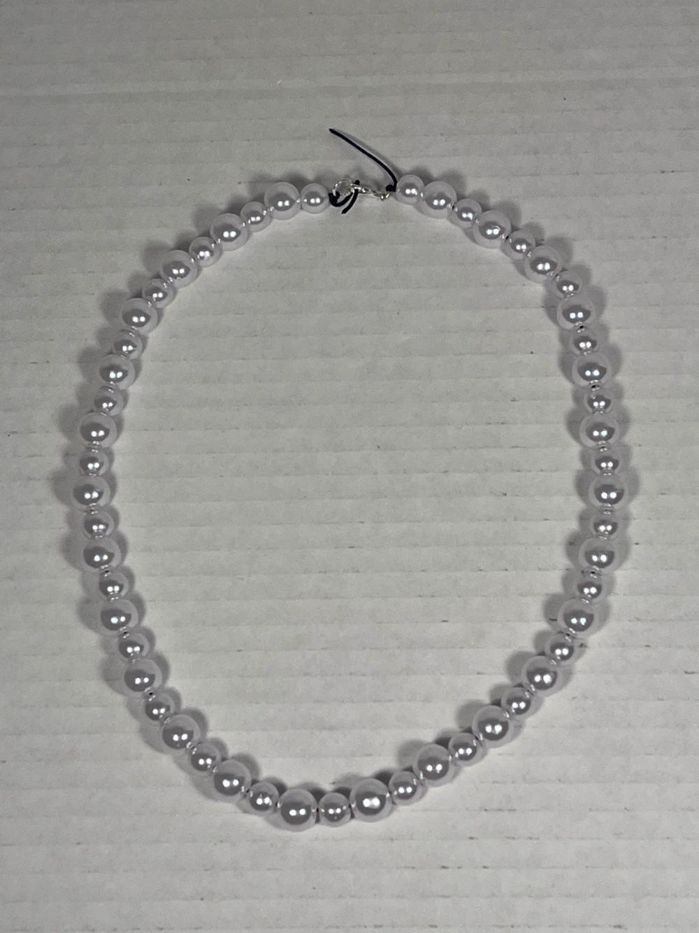8 & 10mm White Faux Pearl Bead Necklace ~18.25 inches
